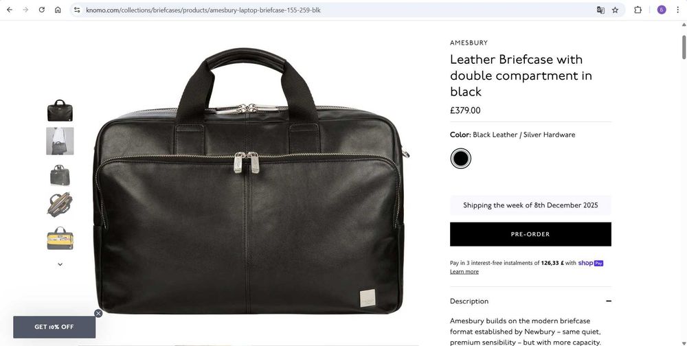 KNOMO London Сумка Чоловіча Шкіряна Чорна Месенджер Портфель Мужской