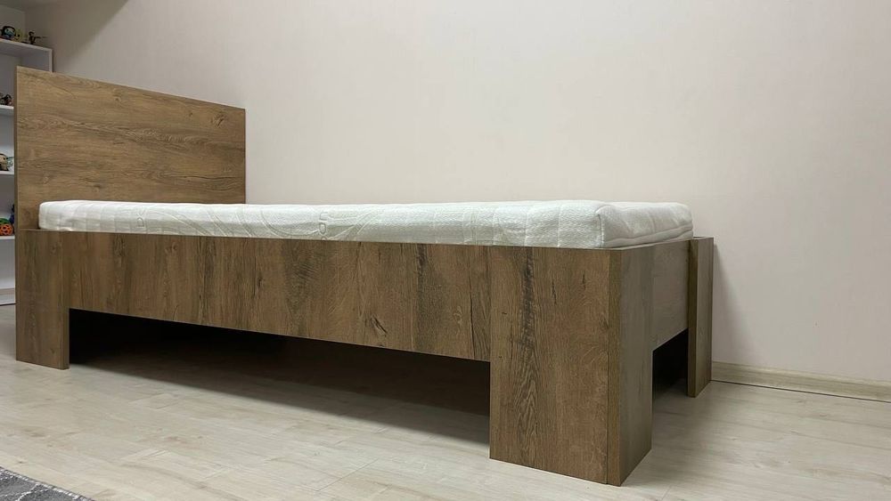 Ліжко VEDDE 90х200 см. Колір - дикий темний дуб. Матрац DREAM ZONE