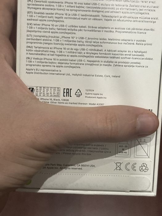 Iphone 16 128GB Preto Novo