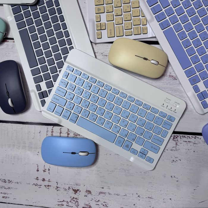 Комплект клавиатура Bluetooth+мышка с подсветкой для планшета укр язык