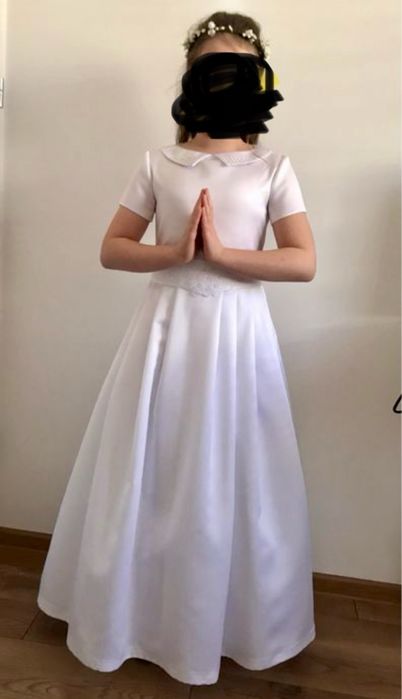 Sukienka komunijne z perełkami na kołnierzyku Bamax