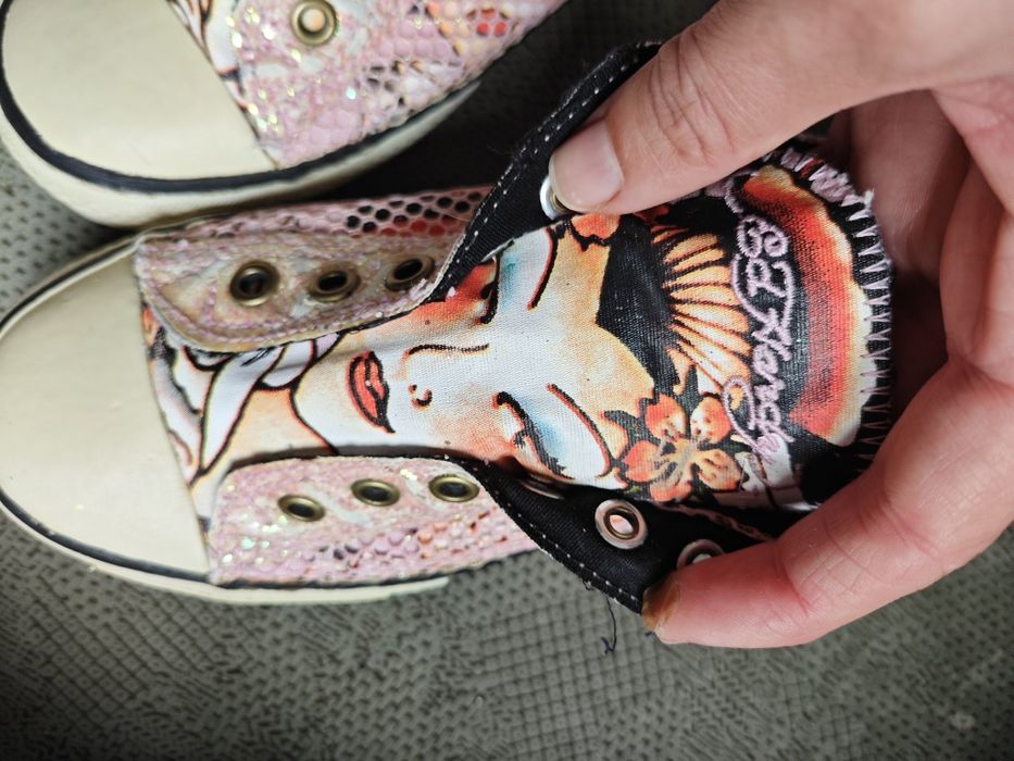 Trampki wsuwane Ed Hardy, rozmiar 38, azjatycki tattoo motyw