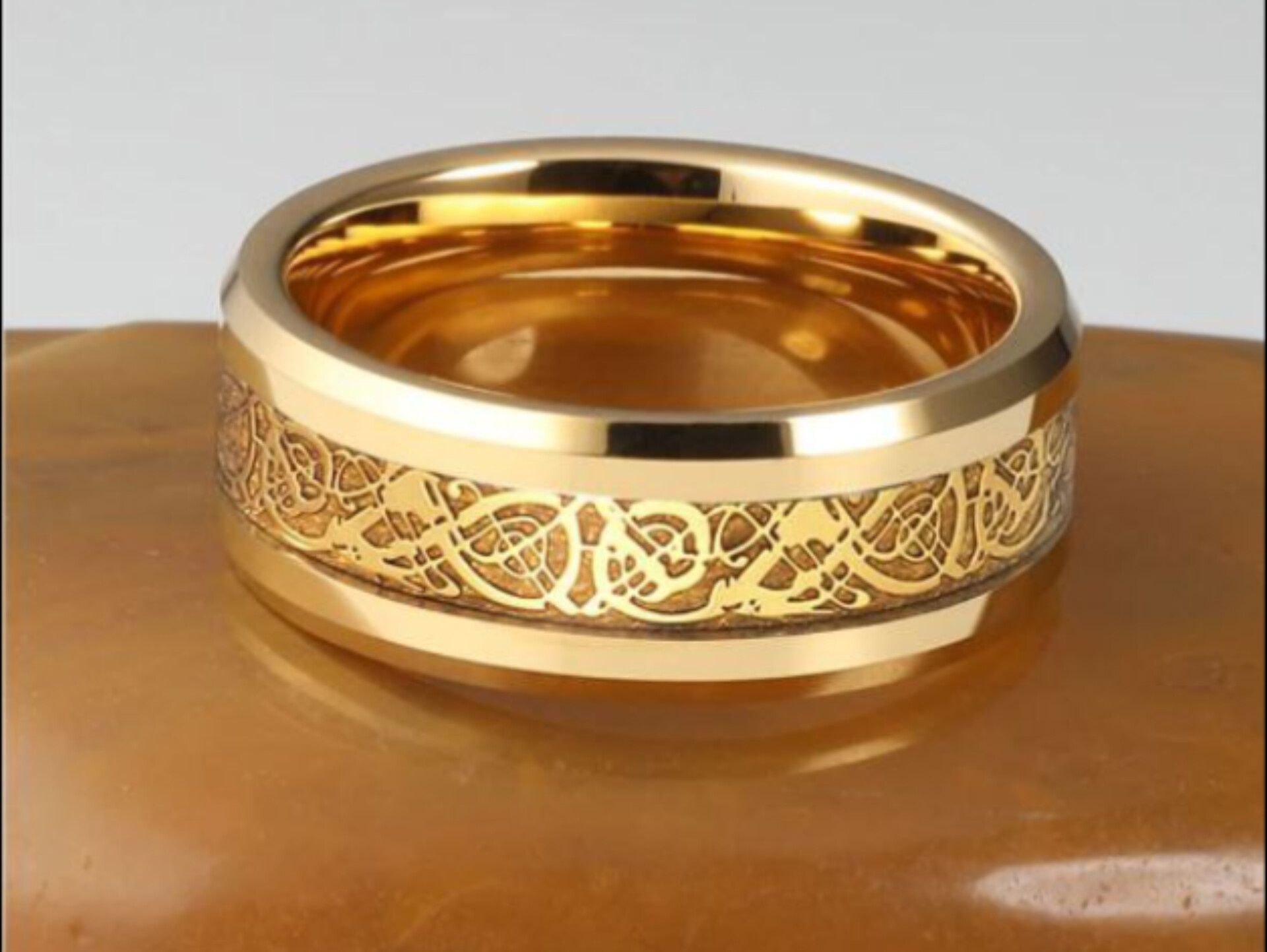 Обручальное мужское кольцо большое размер 24 Золотой Дракон