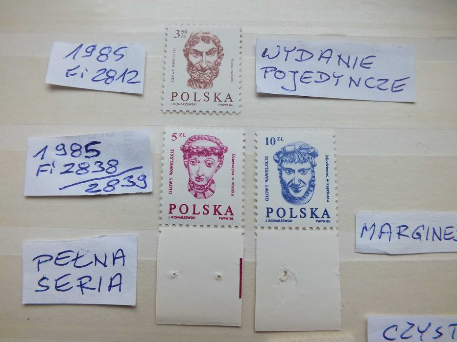 6szt. znaczki Fi2812 margines Fi2910 Polska 1985 /1986 GŁOWY czyste **