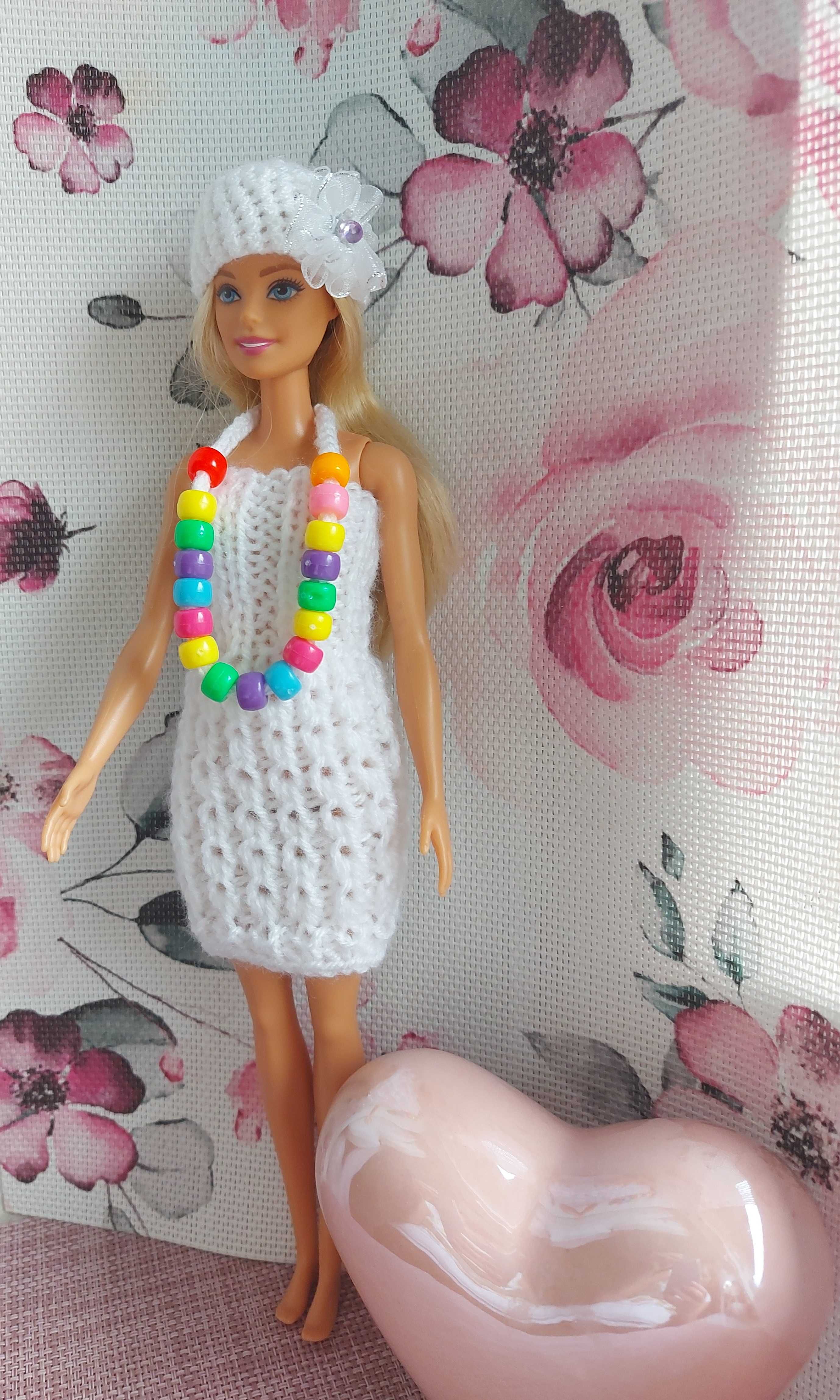 Barbie sukienka zestaw korale kapelusz nowe ubranie