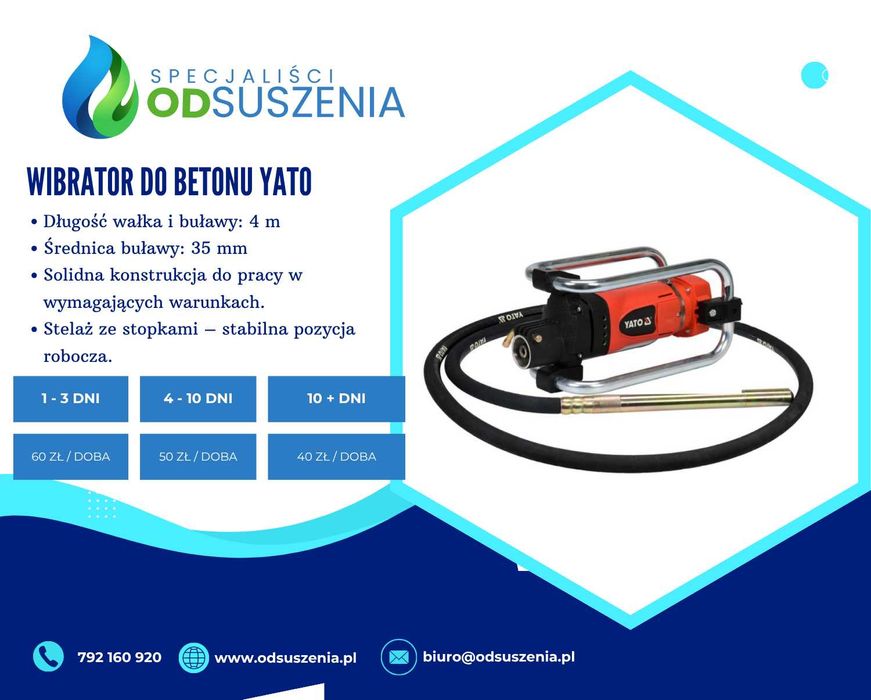 Wynajem wibratora do betonu | Buława wynajem | Wibrator do betonu