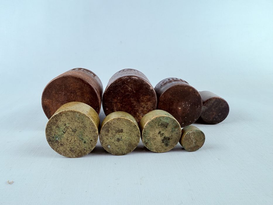 Zestaw ciężarków odważniki żeliwne mosiężne