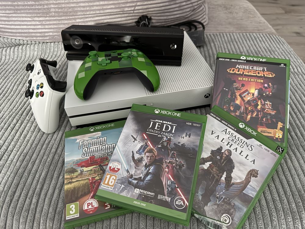Xbox One S 500GB z napędem optycznym + 4 gry + 2 pady + Kinect