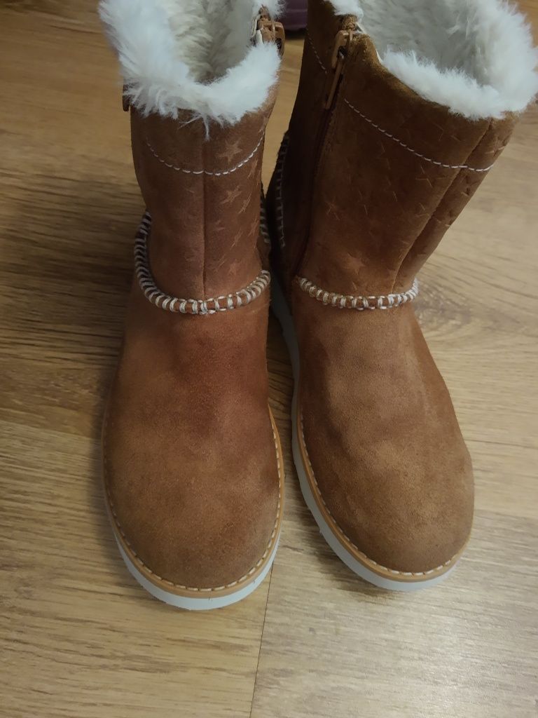 Buty dziecięce kozaki 33 1/2 Clarks jesień zima camel futerko zimowe