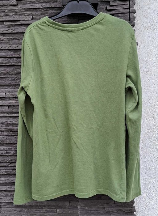 Zielona oliwkowa gładka koszulka z długim rękawem 134 Little Kids