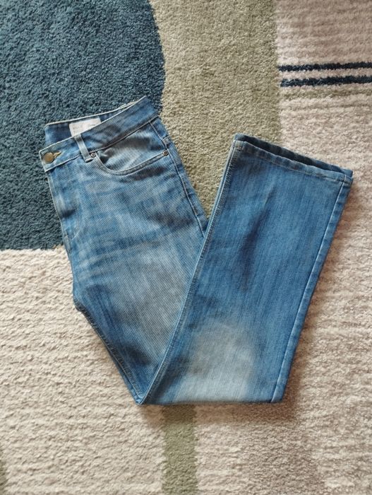 Dżinsy jeansy proste przecierane denim co
