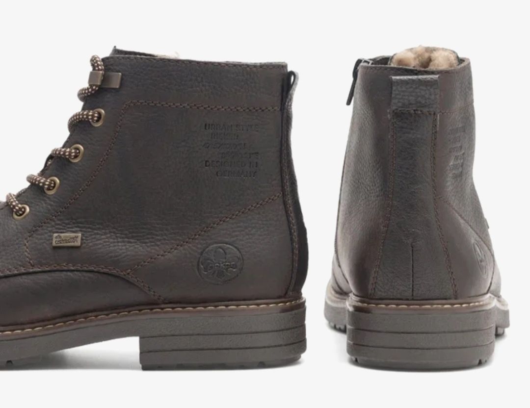-50% Buty meskie ocieplane RIEKER 40 Skora nat. Antyposlizgowe Ciemny