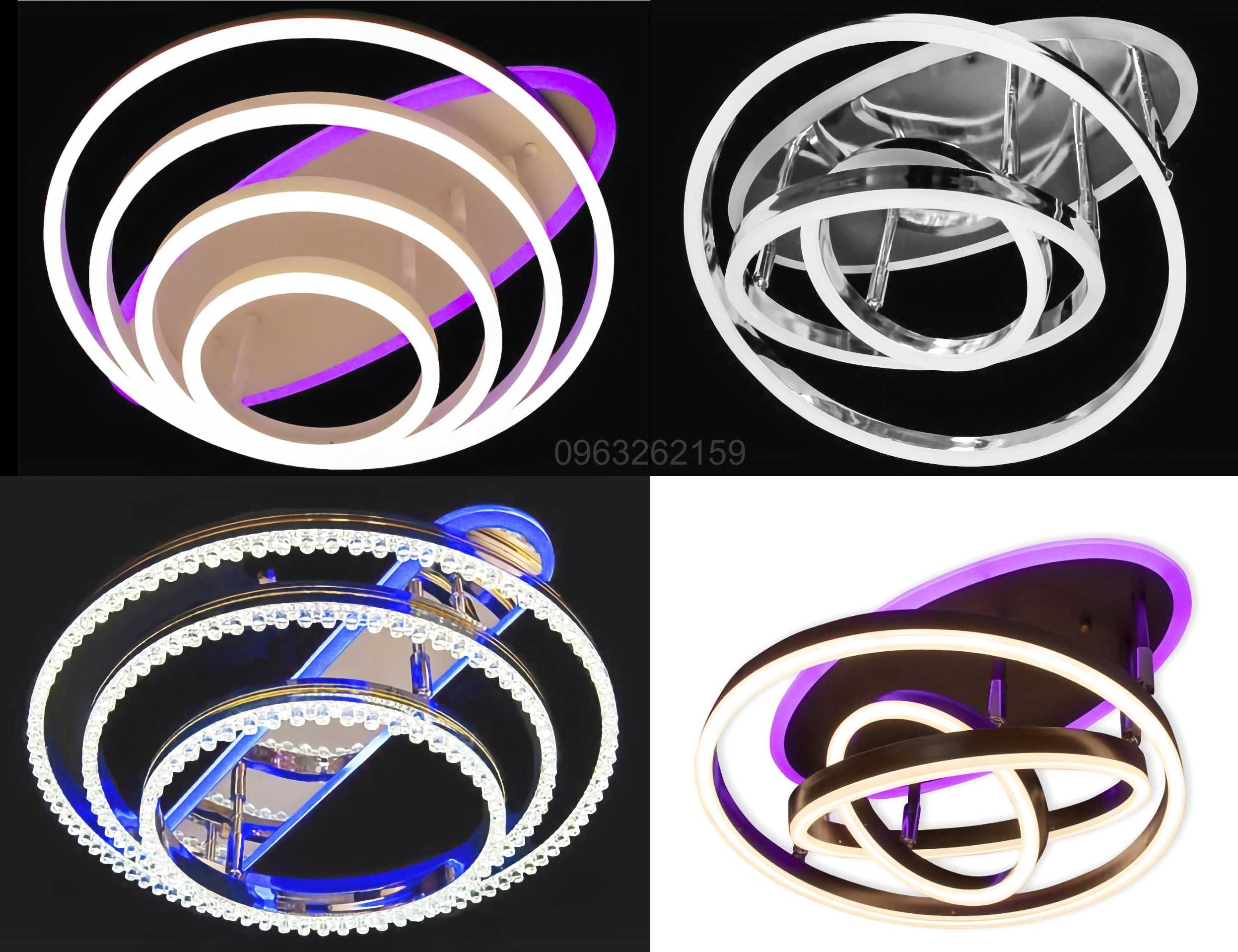 потолочная Светодиодная люстра 4 кольца круглая светильник с пультом