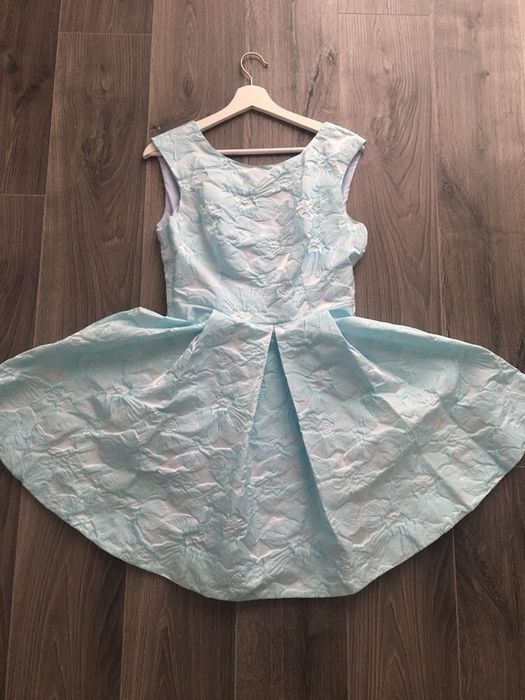 Ponte del Fiori sukienka koktajlowa rozkloszowana suknia blekitna 38