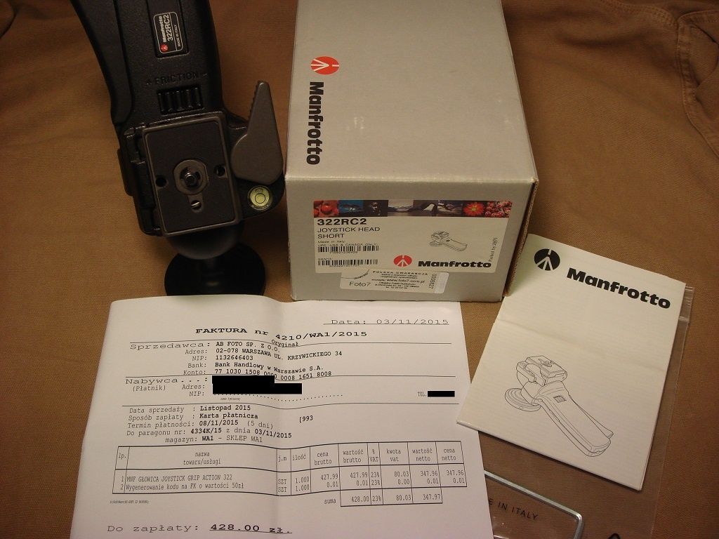 MANFROTTO głowica 322RC2