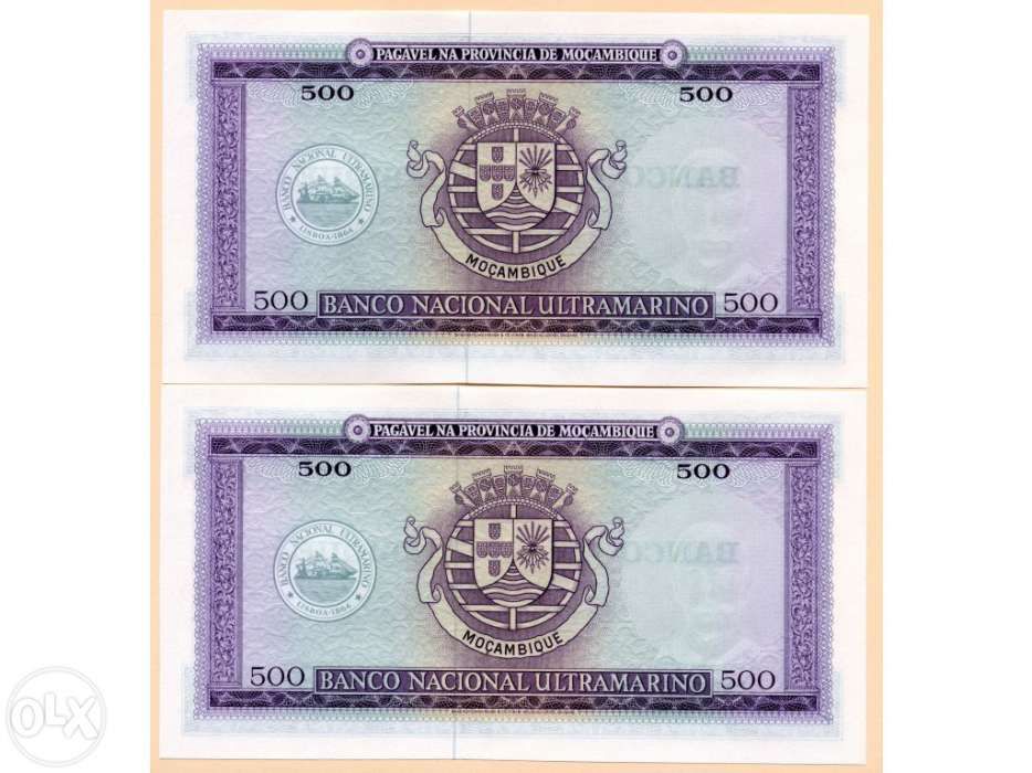 Portugal (moçambique) 500$00 1967, num.consecutivos UNC