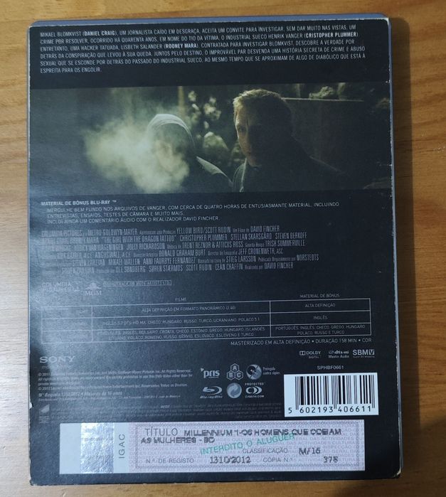 The Girl With The Dragon Tattoo Blu-ray Edição Steellbook