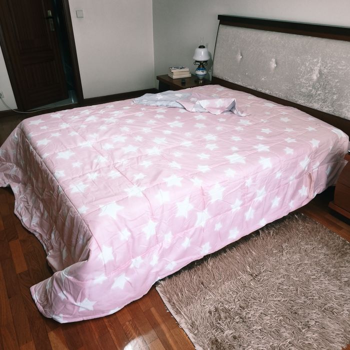 Edredão de inverno inversível cor-de-rosa/ cinza (250/270)