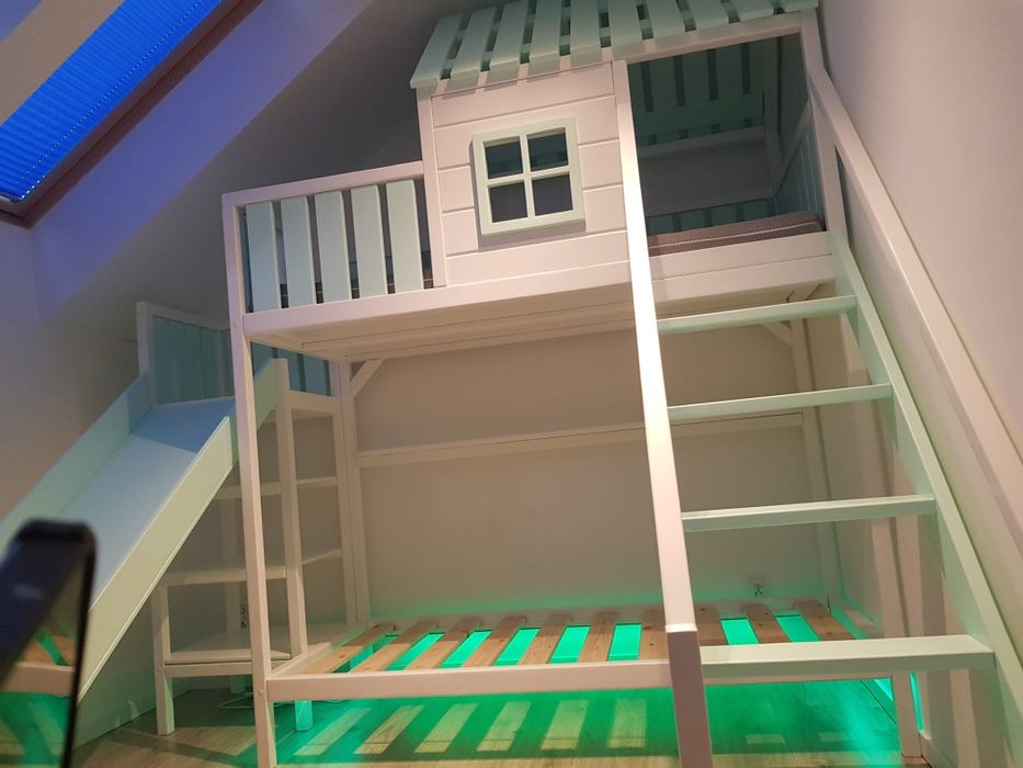 Łóżko drewniane pietrowe domek dla dzieci