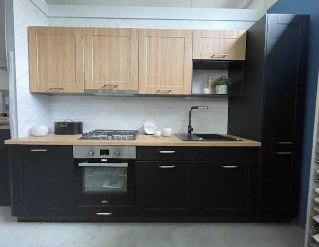 Zestaw mebli kuchennych dąb reveal/ czarny - nowy - kuchnia