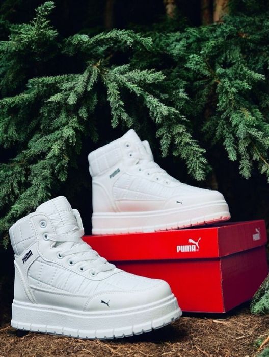 Жіночі зимові кросівки Puma/натуральная кожа/белые зимние ботинки пума