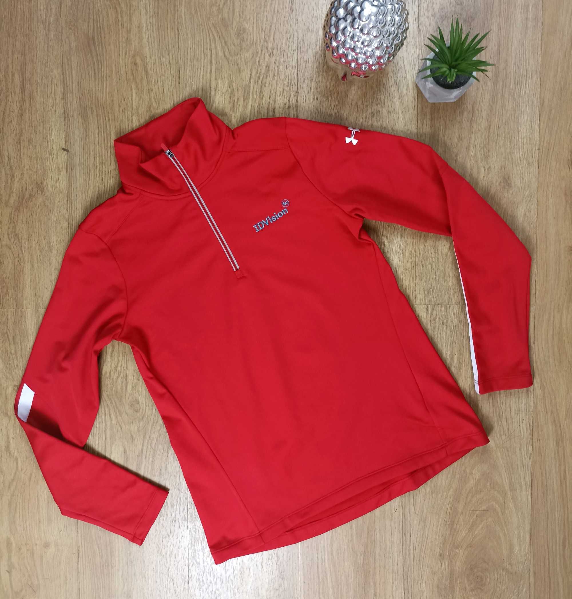 Under Armour id division czerwony longsleeve sportowy halfzip męski S