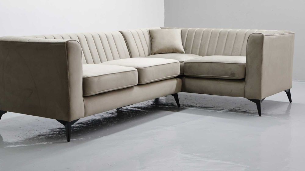 TŁL Narożnik nowoczesny design ciemny beż VELLUTO 3 MIKA kanapa sofa