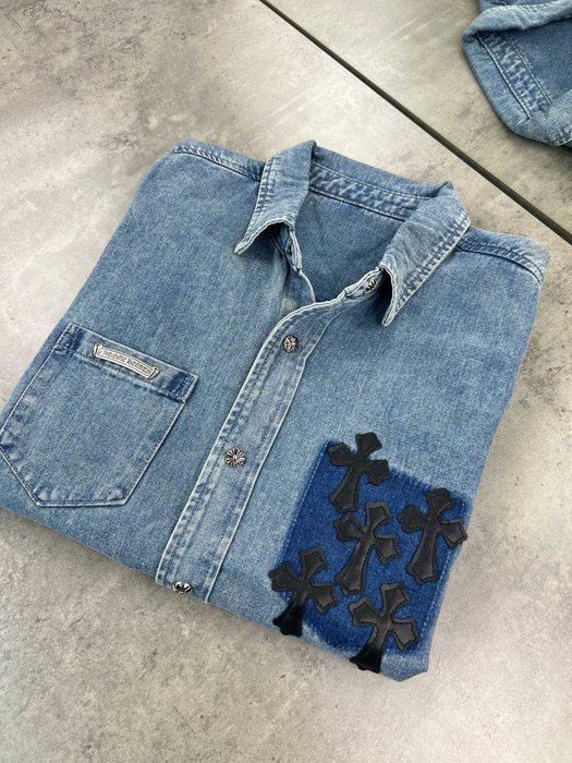 Рубашка Chrome Hearts джинсовая рубашка Хром Хартс сорочка p041