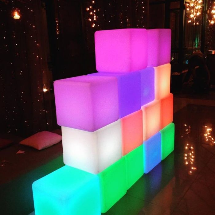 Cubo puff luminosos rgb