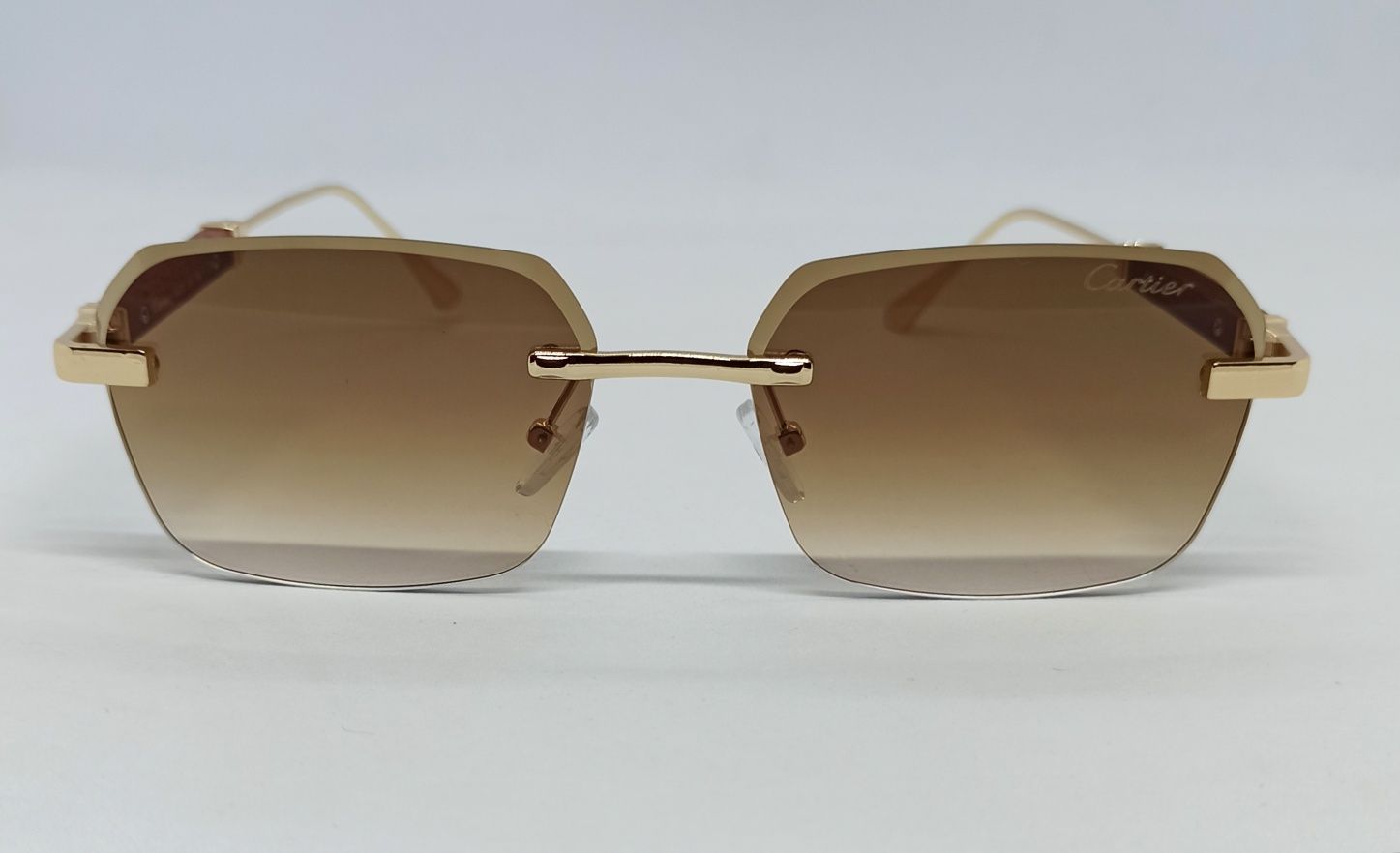 Cartier очки унисекс безоправные коричневый градиент дужки коричневые