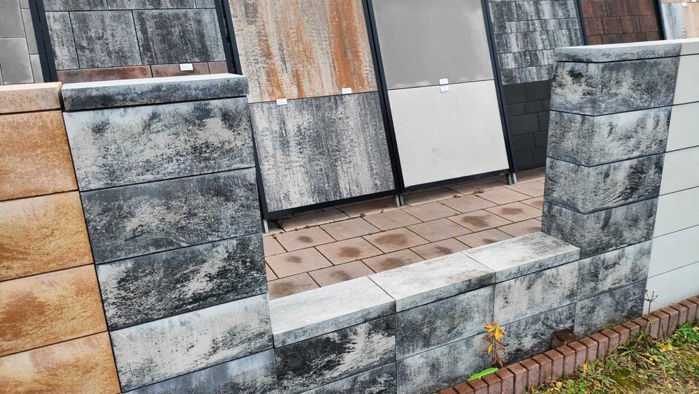 Stół stolik ogrodowy betonowy palisada grill kostka brukowa cegła mur