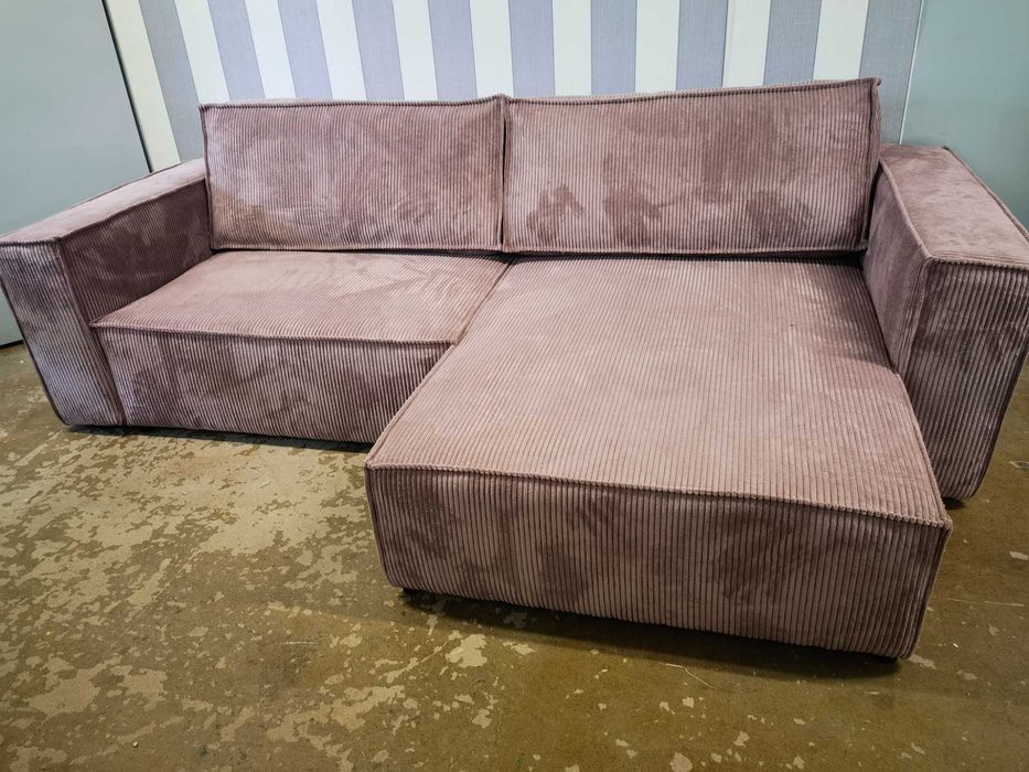 Narożnik różowy 245*145 sztruks, powystawowy, poso 27 prawy