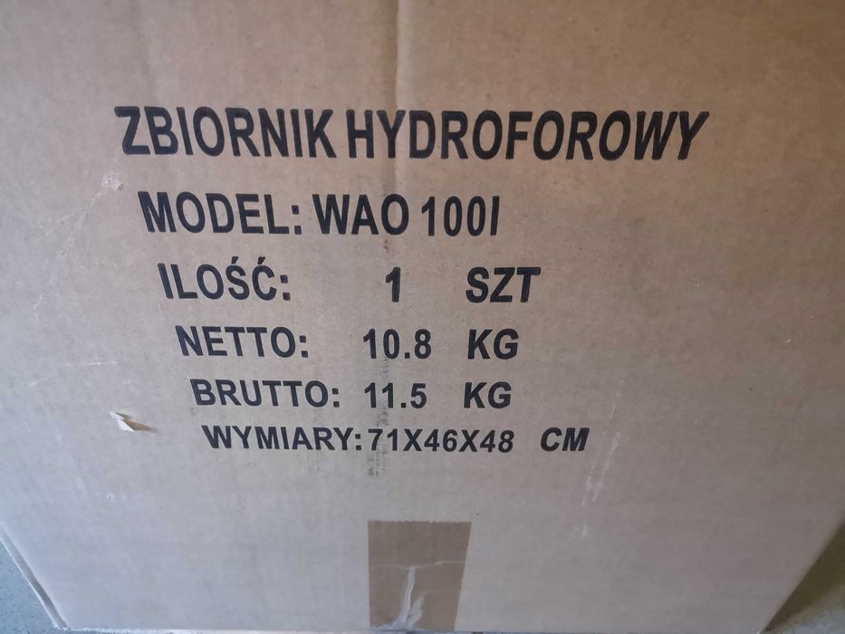 Zbiornik hydroforowy poziomy przeponowy WAO 100l Malec NOWY GWARANCJA!