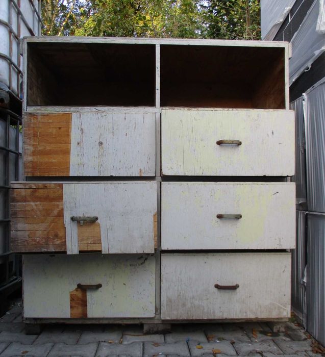 Drewniany Regał Szafka Warsztatowa PRL