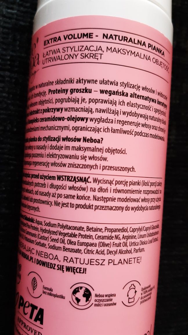 Neboa naturalna wegańska pianka do włosów 200 ml