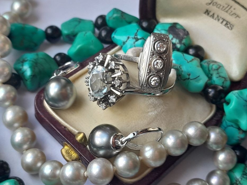 R.15 Pierścionek Art Deco Złoto 585 Diamienty 0.15ct Certyfikat