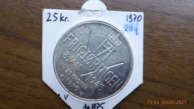 25 kronen Norwegia 29g srebrna srebro ag 875