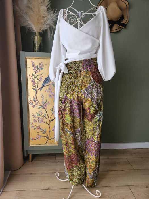 Boho Hippie Etno Haremki Alladynki Damskie Spodnie kolorwe S/ M
