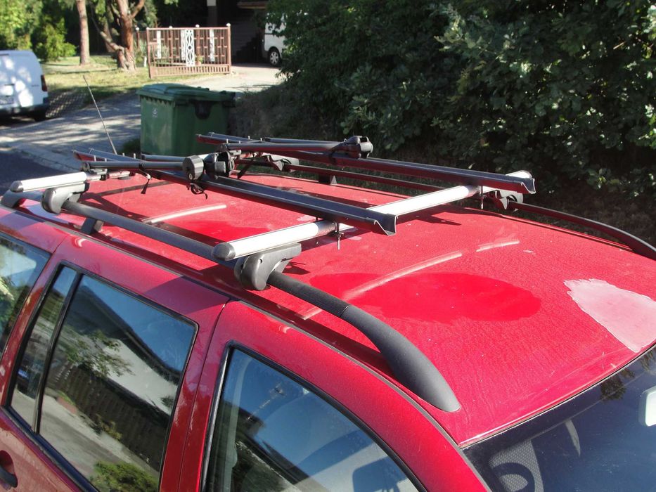 Bagażnik dachowy uniwersalny na relingi z kluczykiem + szyny rowerowe