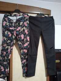 spodnie jeans z lycrą- kwiaty, ciemne Esprit; roz. 40