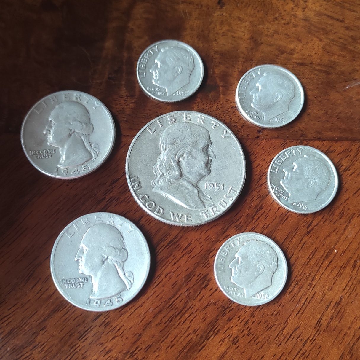 4xDime2xQuater1xHalfDollar zestaw