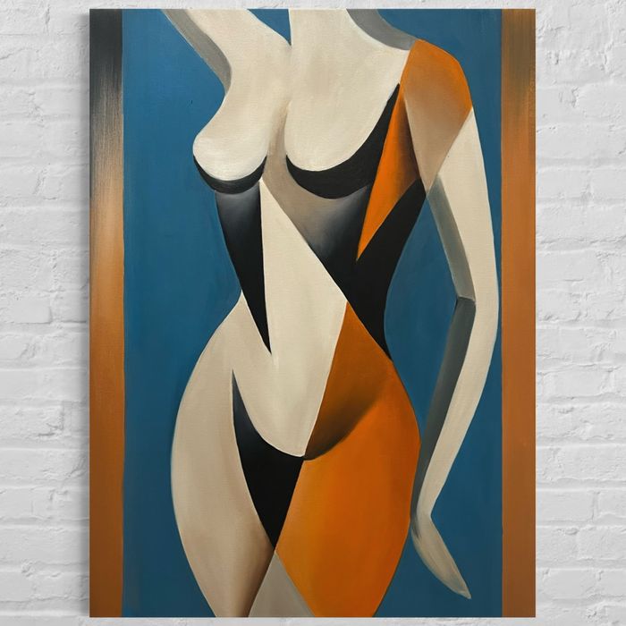 Nowoczesny Obraz olejny AKT geometryczny.