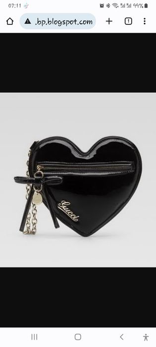Guccissima Leather Chain Heart Wrist Pouch Black