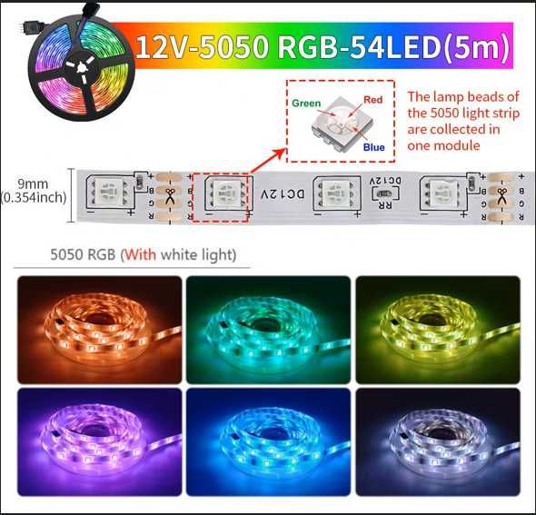 Pasek taśma LED RGB - TUYA - 5 metrów - sterowanie z telefonu - TUYA