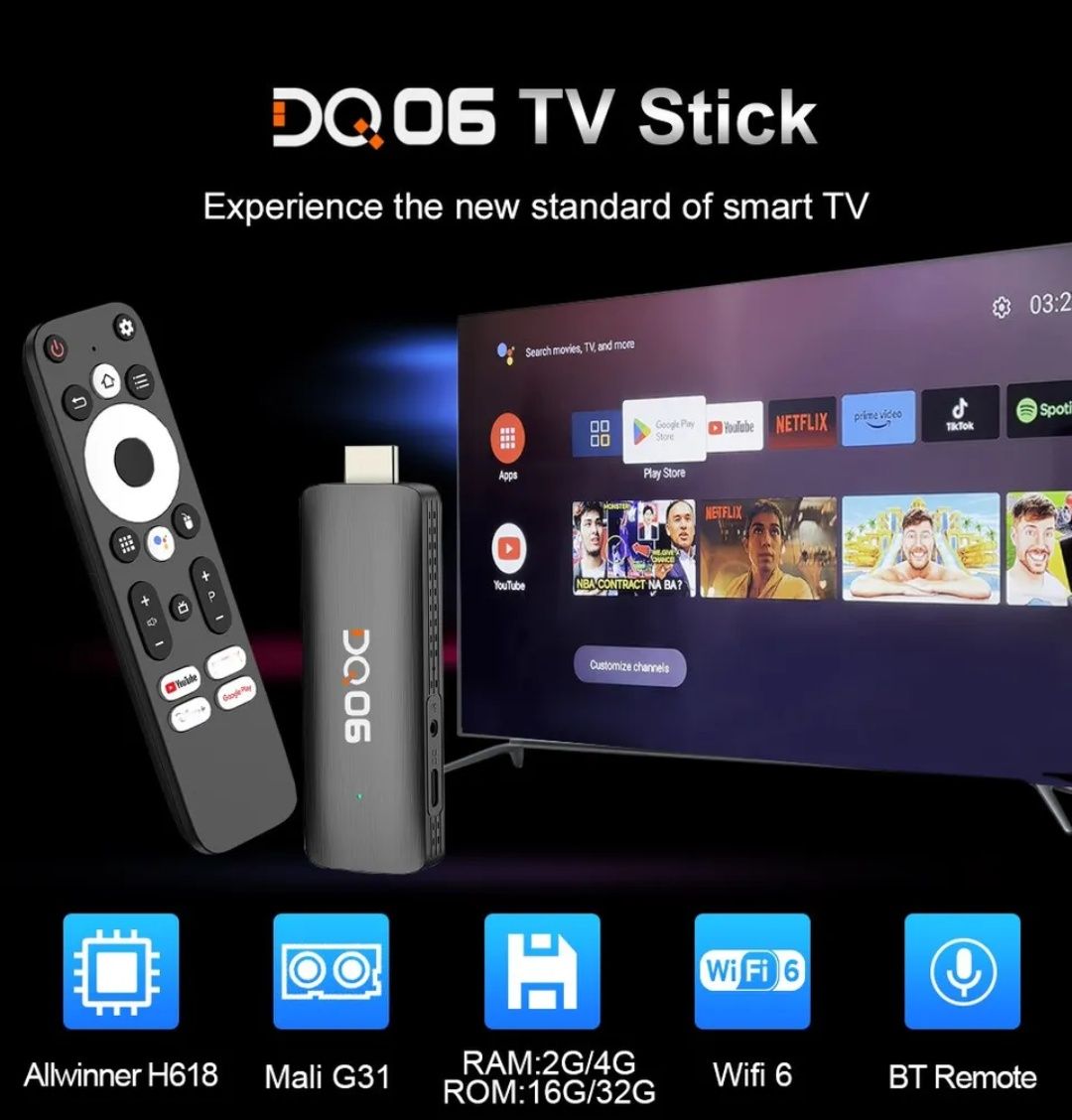 Stick Android TV DQ06 2GB/16GB