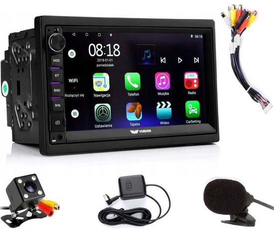 Radio Samochodowe Android WiFi 2DIN Nawigacja GPS USB 7 Kamera Cofania