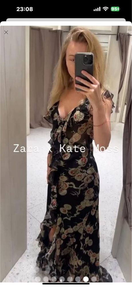 Шелковое платье  Zara x Kate Moss, размер М, новое