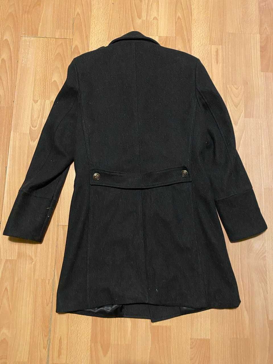 Czarny płaszcz męski wełna model slim M/L