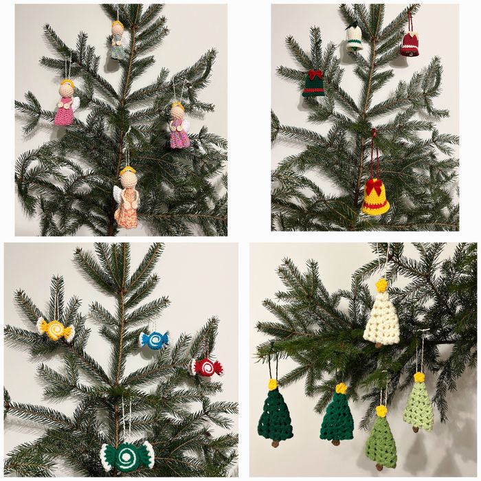 Szydełkowe ozdoby świąteczne gwiazdki, bombki, Boże Narodzenie