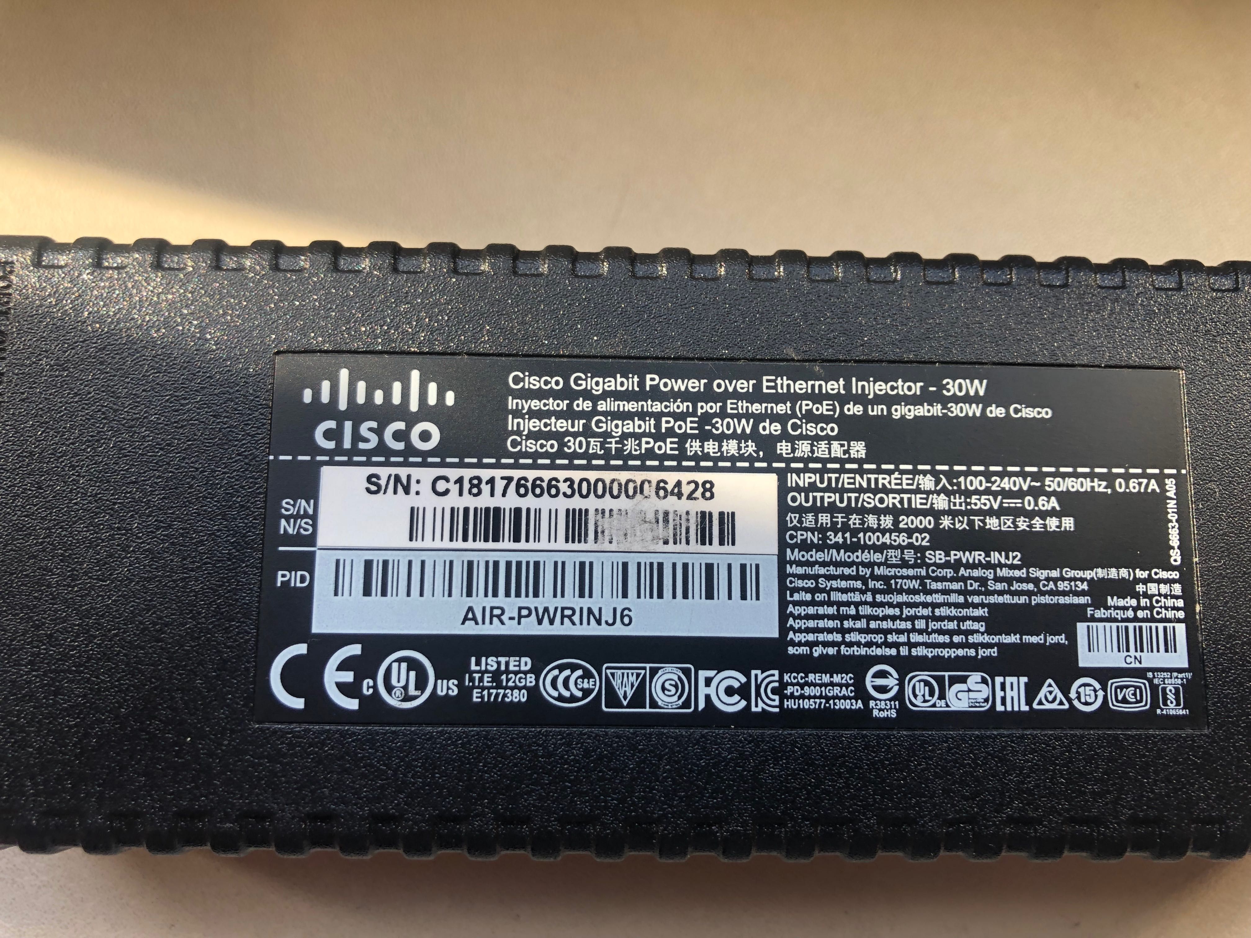 Адаптер PoE Cisco AIR-PWRINJ6